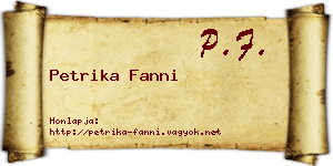 Petrika Fanni névjegykártya